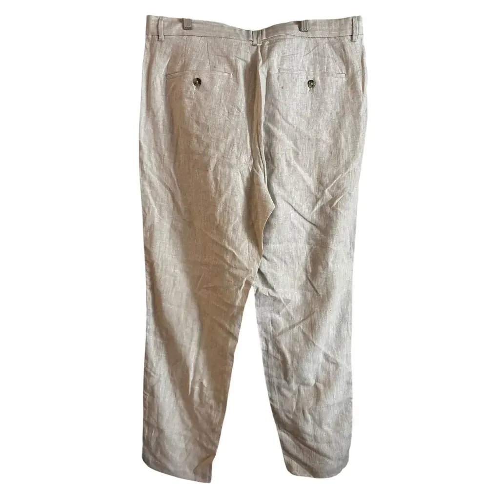 NWT Mango MNG Men’s 100% Linen Pants Slim Fit Pockets Off White Size 38